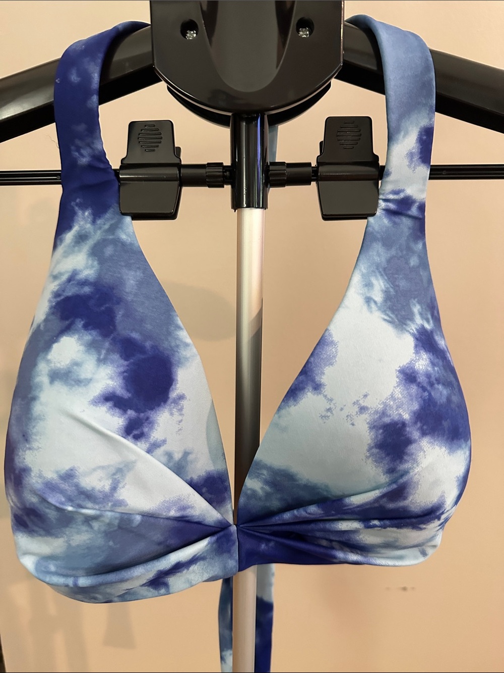 dip Blue Tie-Dye V-Plunge Bikini Top